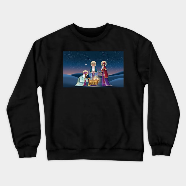 3 Wise Men and Baby Jesus Crewneck Sweatshirt by TrevorIrvin